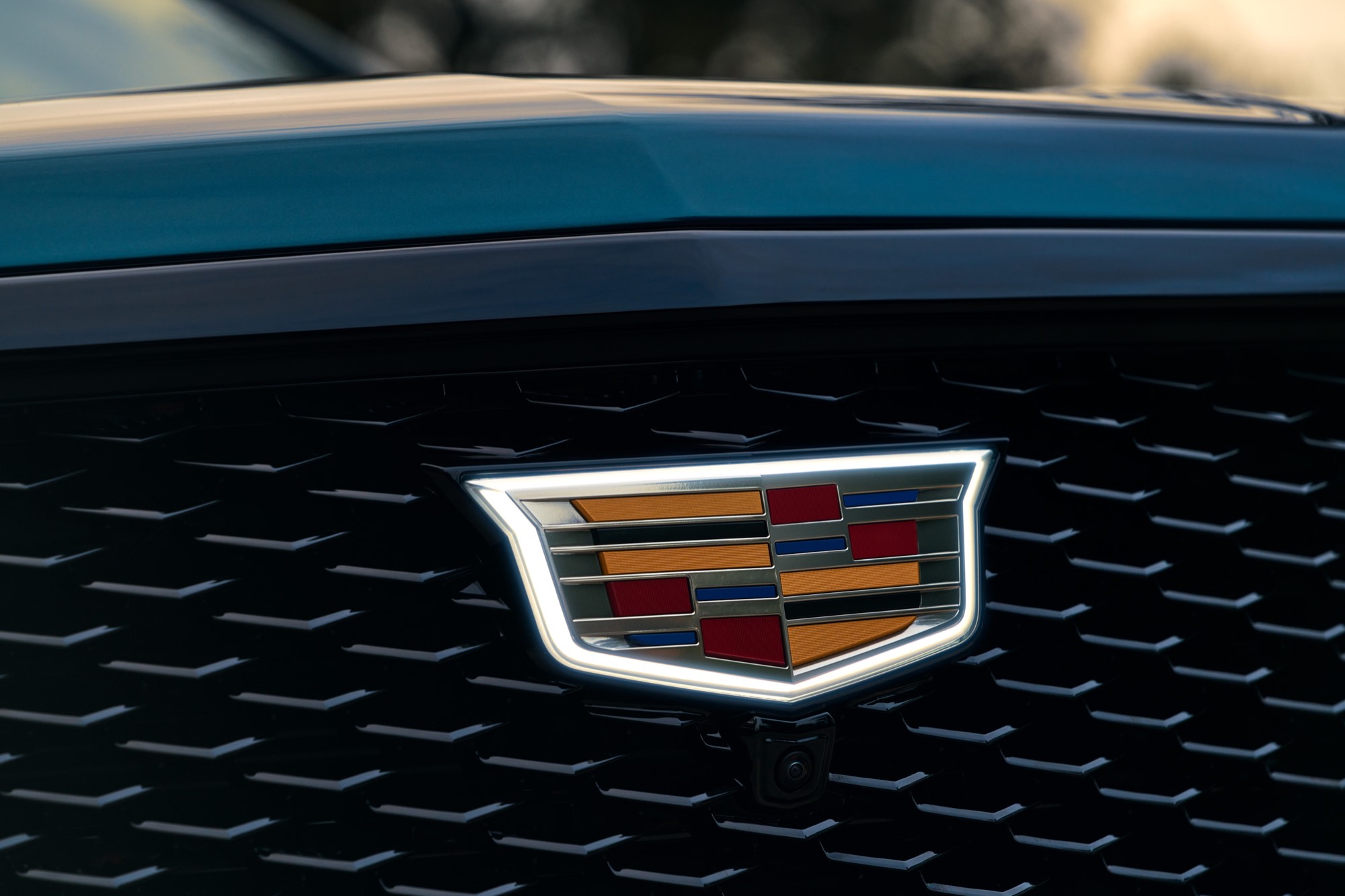 Cadillac crest on the grille of an Escalade
