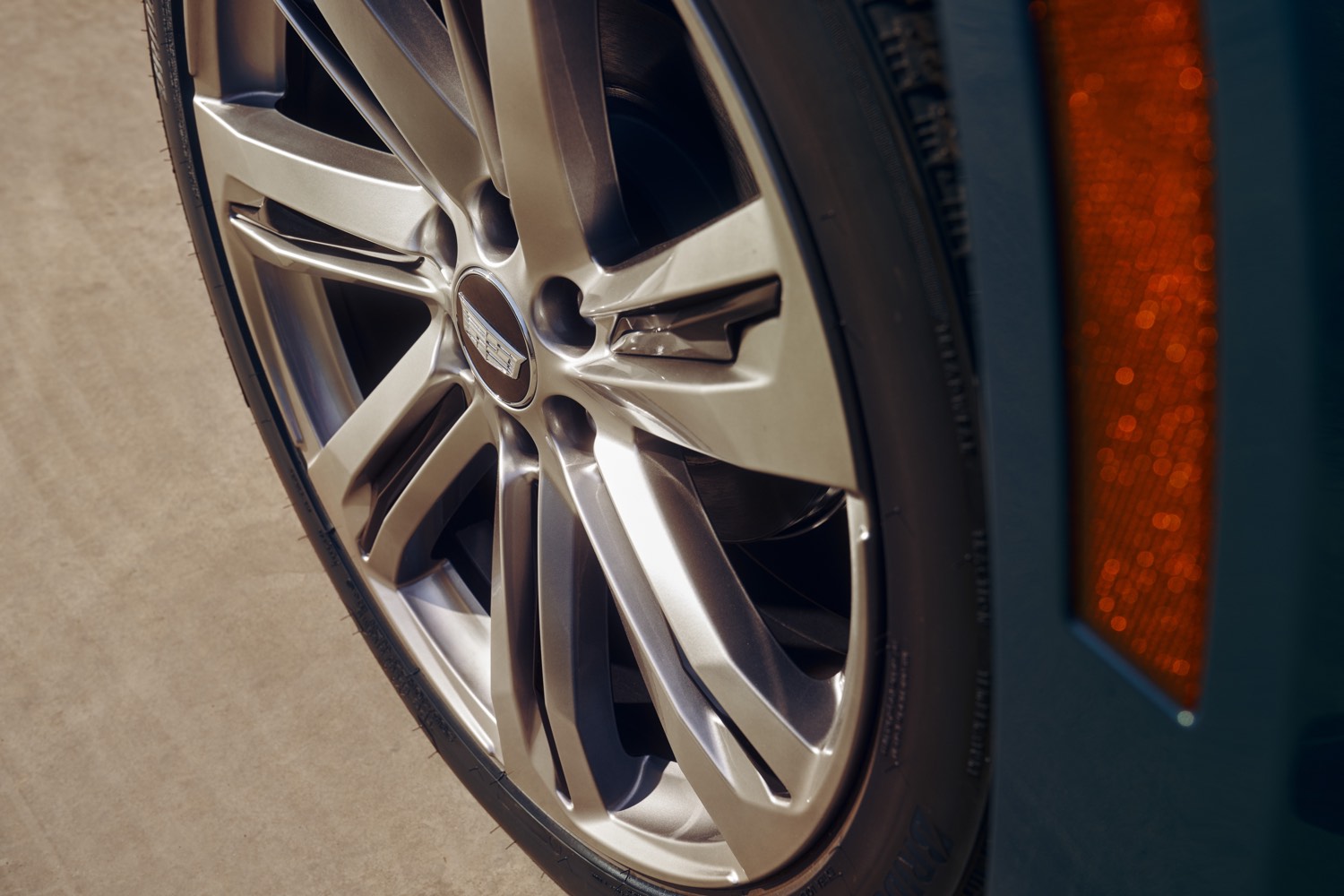 Wheel and tire detail of a Cadillac Escalade