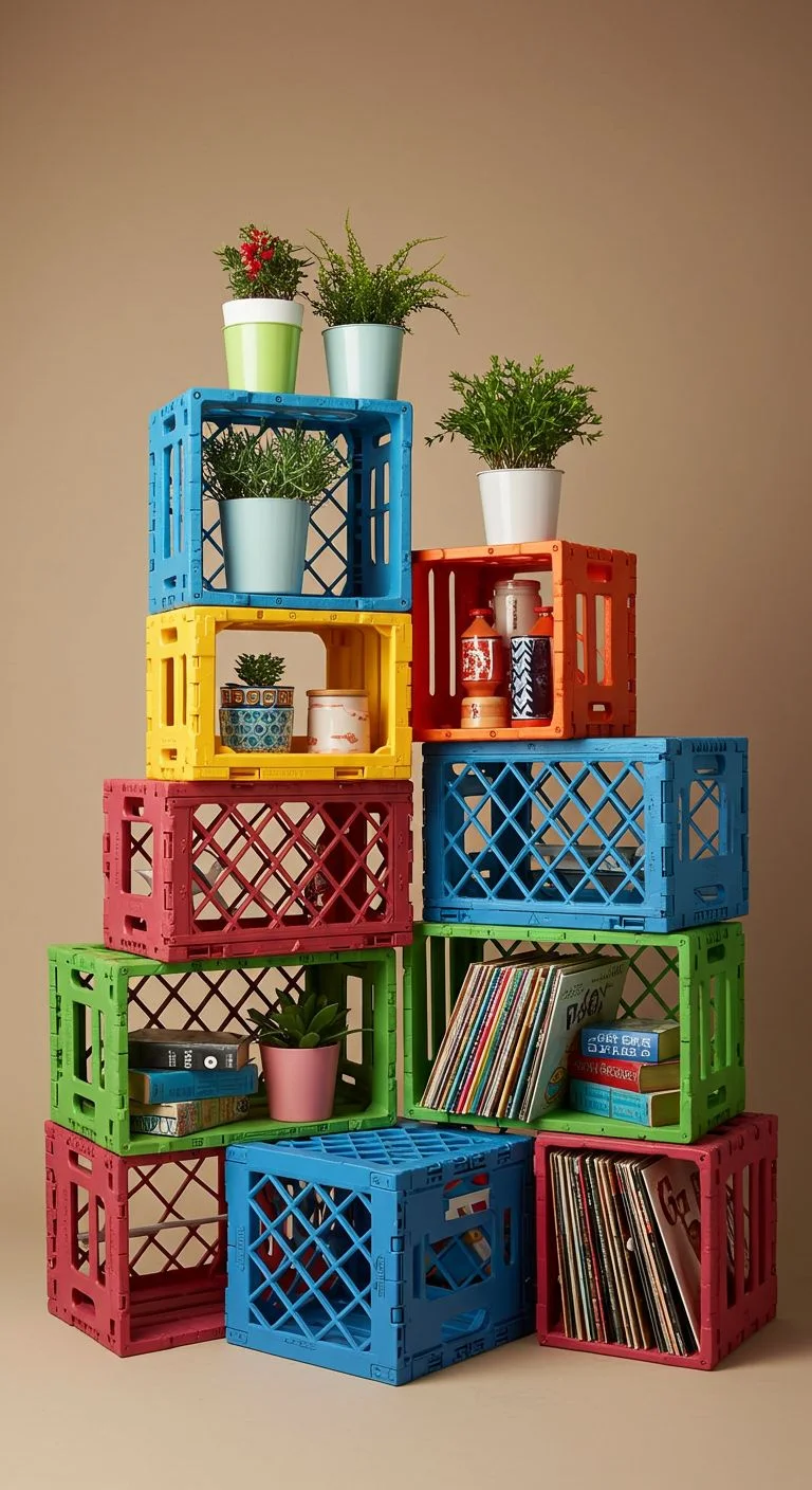 Usual items, unusual ways: stacked crates as the way in