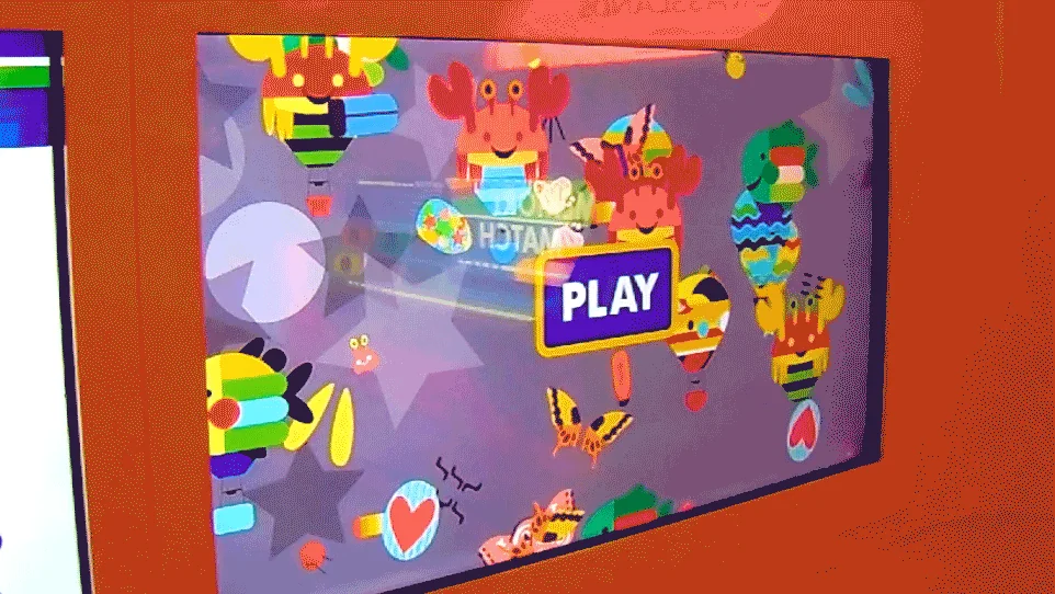 Memory Match running on one of the room’s wall-mounted touchscreens